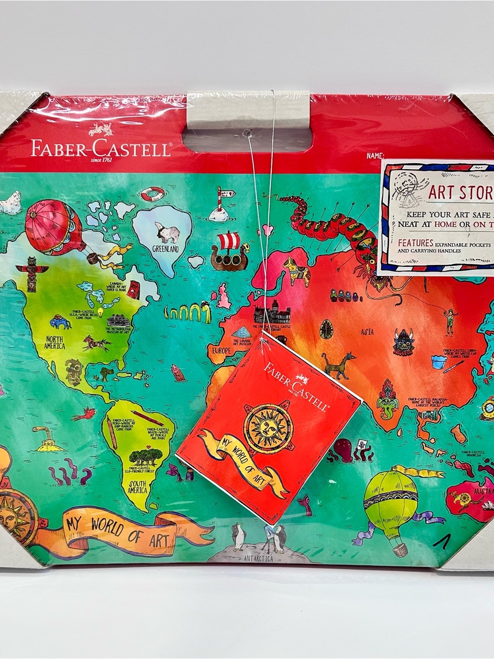 Faber-Castell Kids Art Set - Red & Green World Map Design